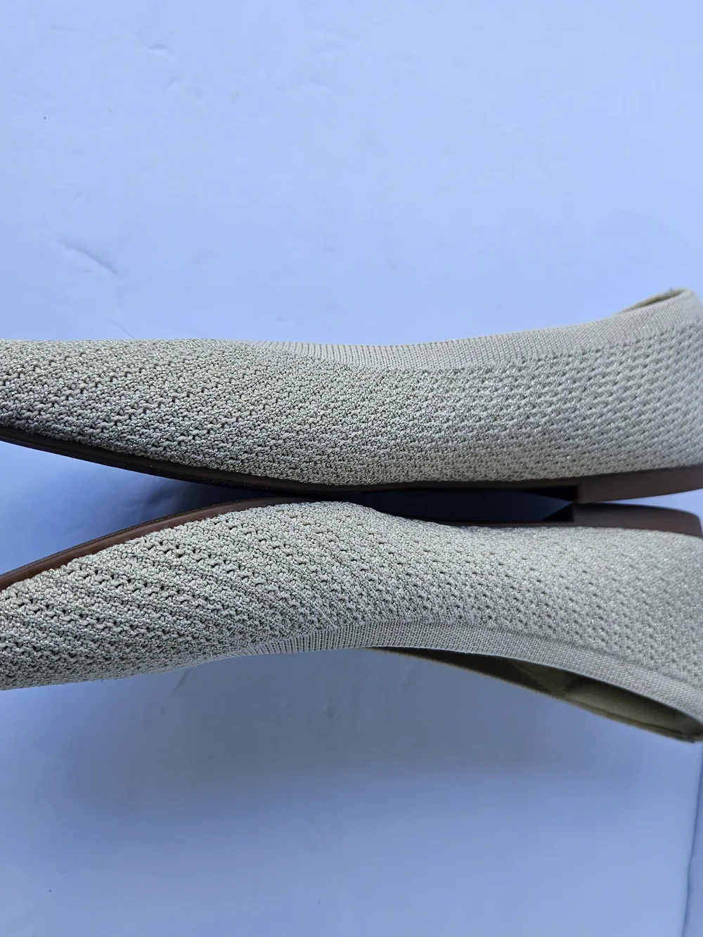 Kelly & Katie Womens Knit Pointed-Toe Ballet Flats in Beige